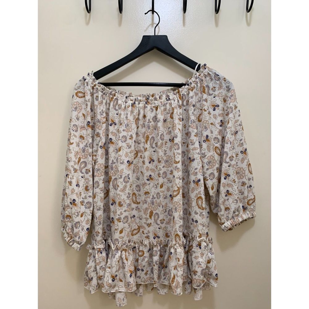 Melloday, White/Cream/Purple/Pink Women's Blouse, Large, NWT